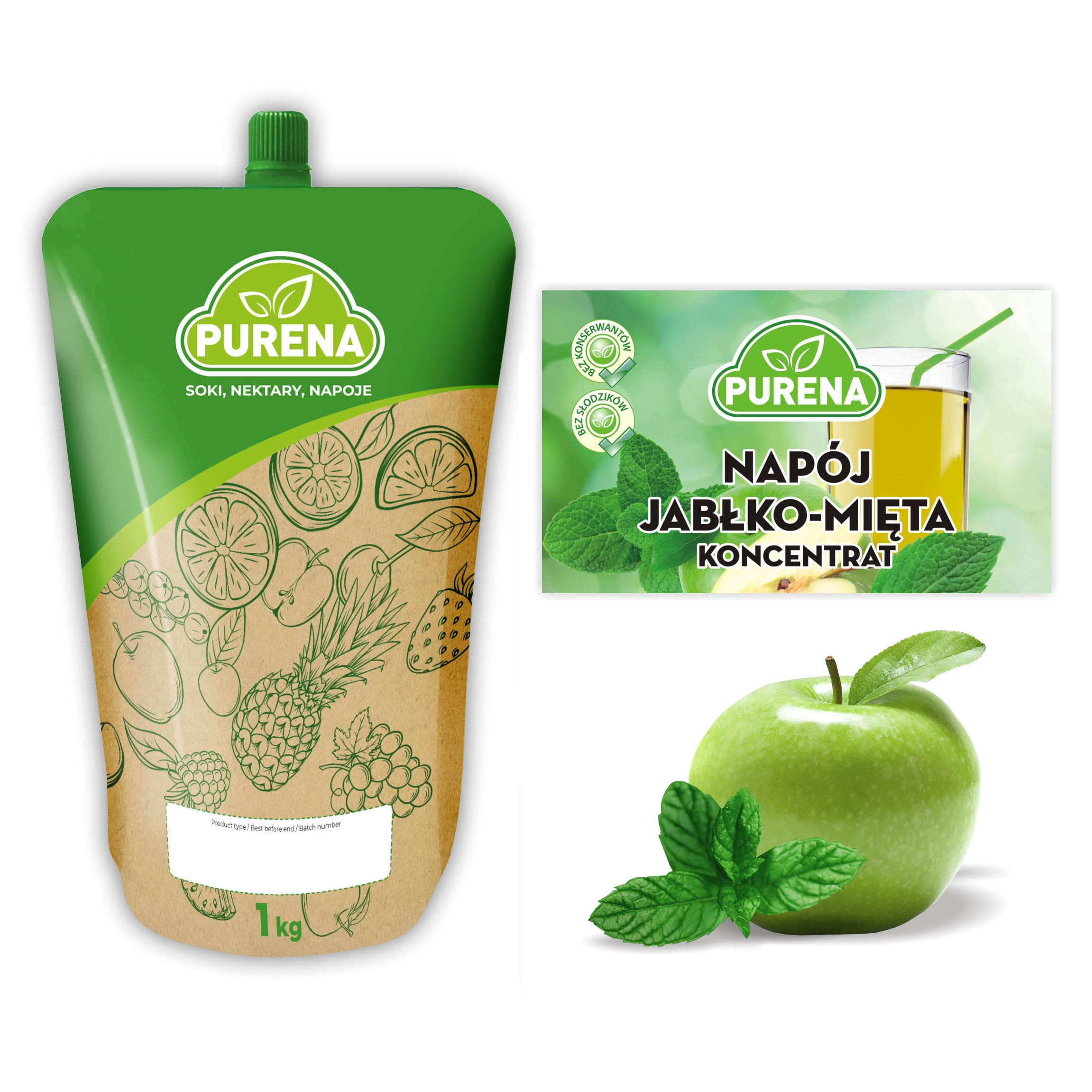 PURENA Alma-Menta Ital sűrítmény 1=6