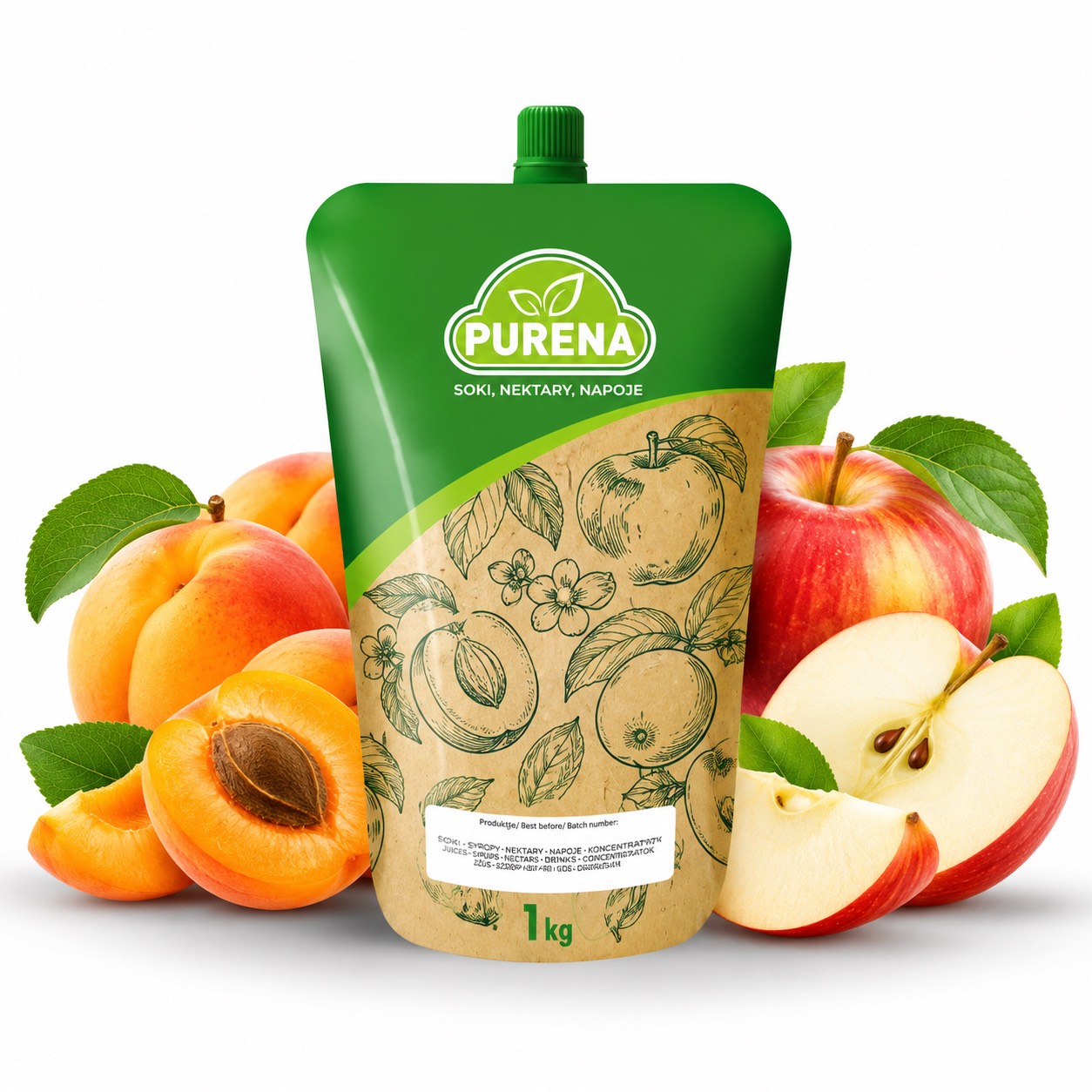 PURENA Őszibarack-Alma Nektár sűrítmény 50% 1=4